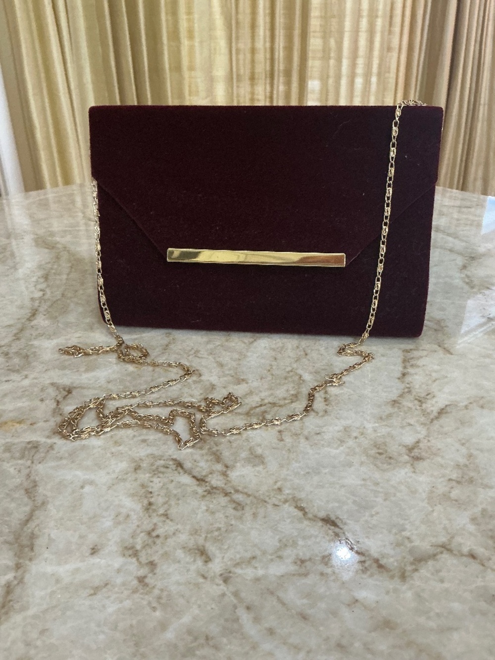 BORDEAUX VELVET CLUTCH/SHOULDER  BAG
